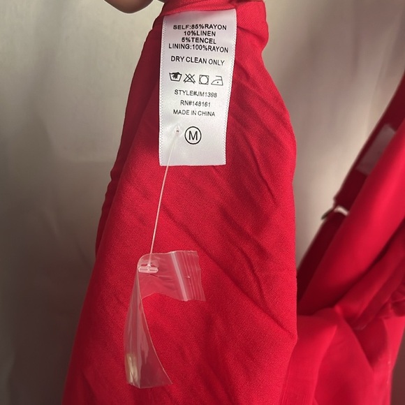 NWT J. Marie McKenzie Red Embroidered Linen Ruffle   Babydoll Top Size Medium - Picture 5 of 6